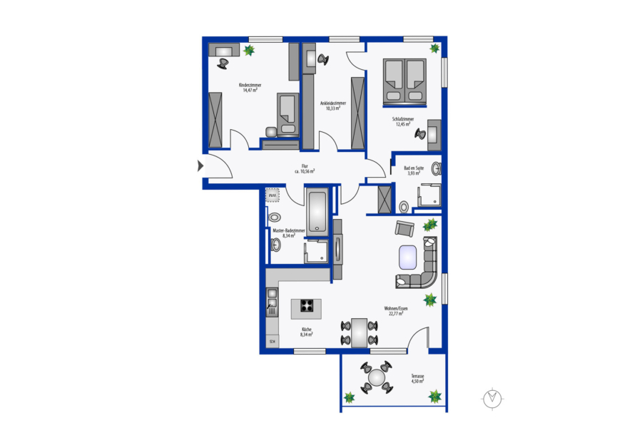 Neuwertige 4-Zimmer-Wohnung mit Stil im schönen München-Perlach - Grundriss