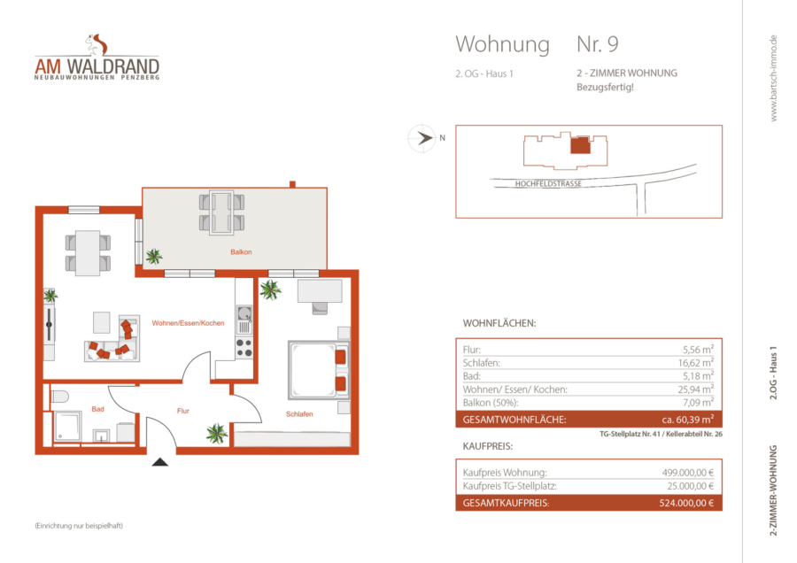 Exklusive 2-Zimmer-Neubauwohnung in Penzberg - Grundriss
