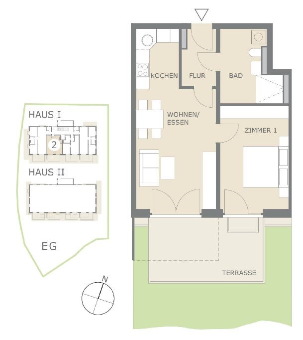 Erstbezug: Sonnige 2-Zimmer-Gartenwohnung mit Südausrichtung in Bad Tölz - Grundriss