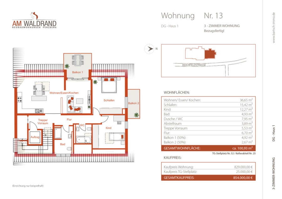 Exklusive 3-Zimmer-DG-Wohnung in ruhiger Lage von Penzberg - Grundriss