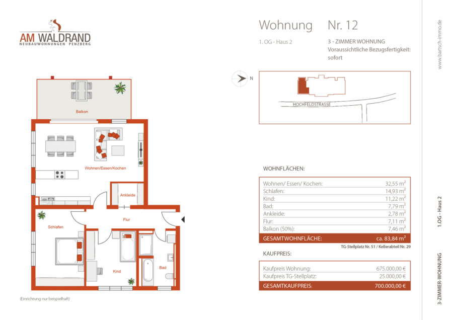 Geschmackvolle 3-Zimmer-Wohnung in Penzberg - Grundriss