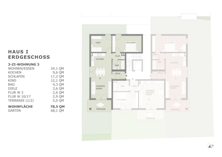 Baubeginn erfolgt: 3-Zimmer-Wohnung mit Garten in kleiner Wohnanlage - Grundriss Wohnung 3