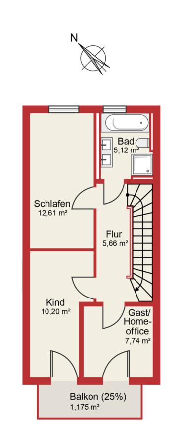 Modernes Reihenmittelhaus in Wolfratshausen zu vermieten - Obergeschoss