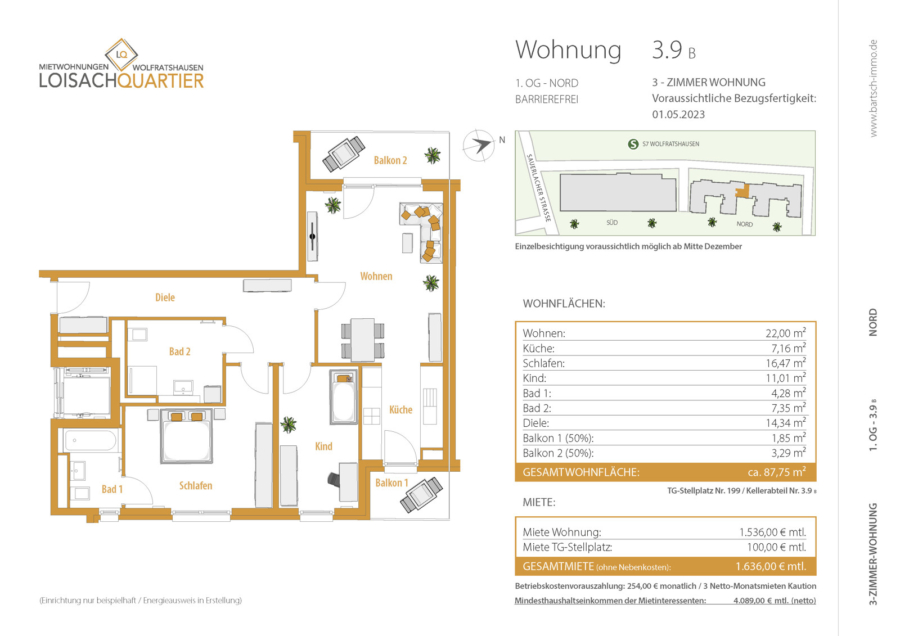 Ideal für Familien: Moderne 3-Zimmer Mietwohnung - Wohnung 3.9