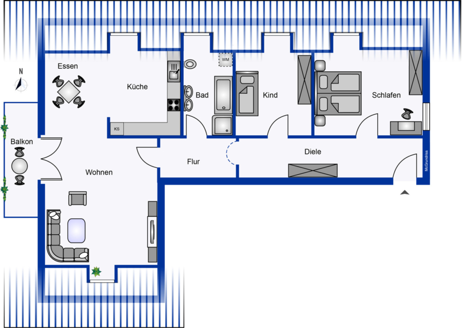 Attraktive 3-Zimmer Dachgeschosswohnung in Wolfratshausen - Wohnungsgrundriss