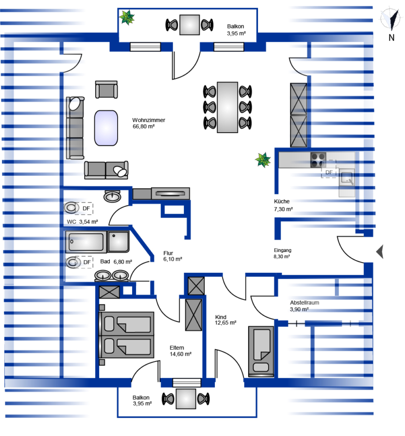 Gepflegte 3-Zimmer Dachgeschosswohnung mit Loft-Charakter - Wohnungsgrundriss