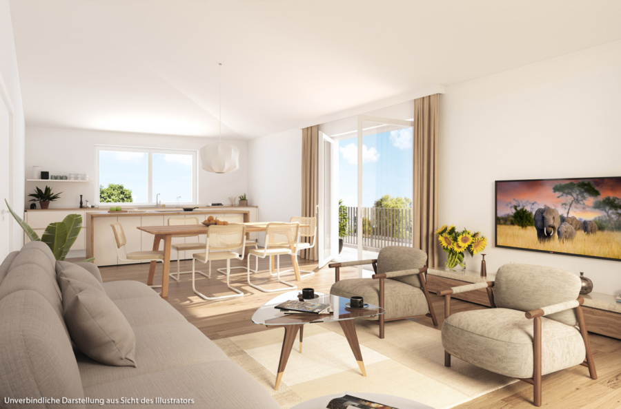 Baubgeinn erfolgt: Moderne 3-Zimmer-Wohnung mit Lift und schönem Balkon, 82515 Wolfratshausen / Weidach, Etagenwohnung