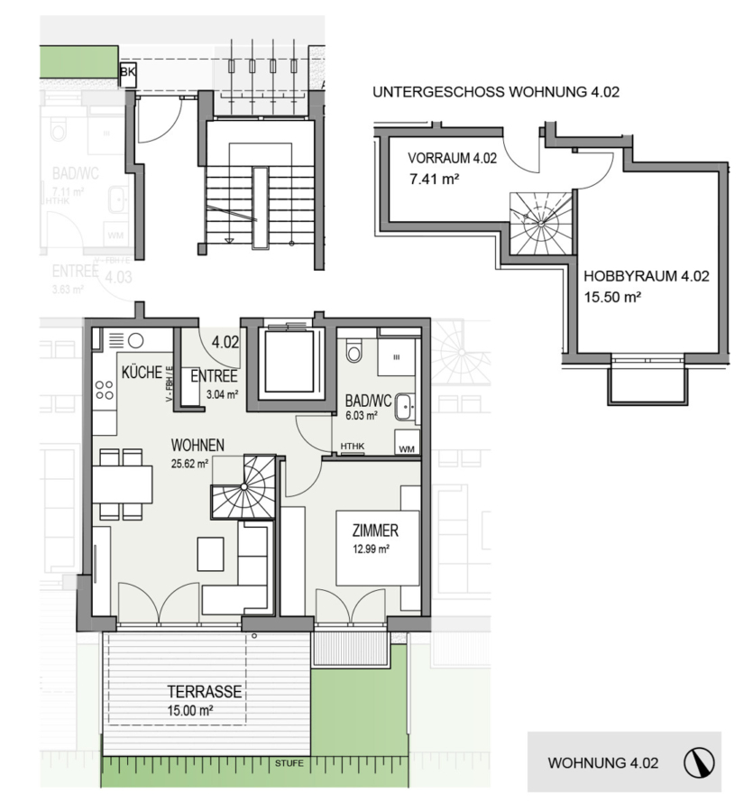 In Bau - 2-Zi.-EG-Wohnung mit großem Hobbyraum und sonniger Süd-Terrasse - Grundriss