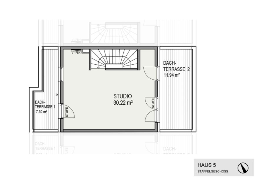 Reihenhaus mit Platz auf drei Ebenen und Dachterrasse - Grundriss Staffelgeschoss- Unverbindliche Darstellung aus Sicht des Illustrators