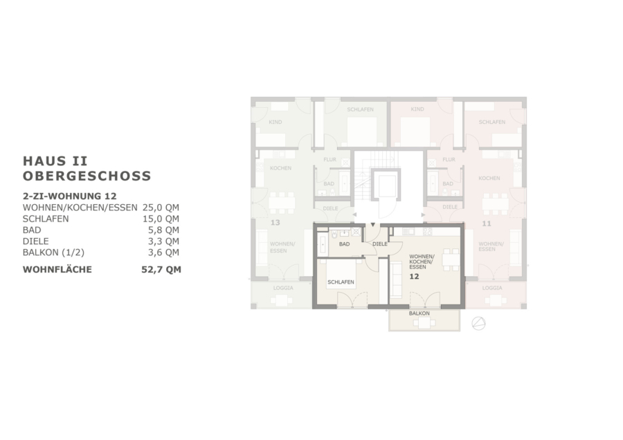 In Bau: 2-Zimmer-Wohnung mit Balkon in ruhiger Lage in Wolfratshausen - Grundriss Wohnung 12